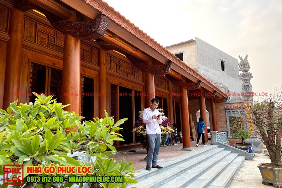 Mẫu nhà gỗ lim Lào 5 gian được hoàn thiện tại Bắc Ninh