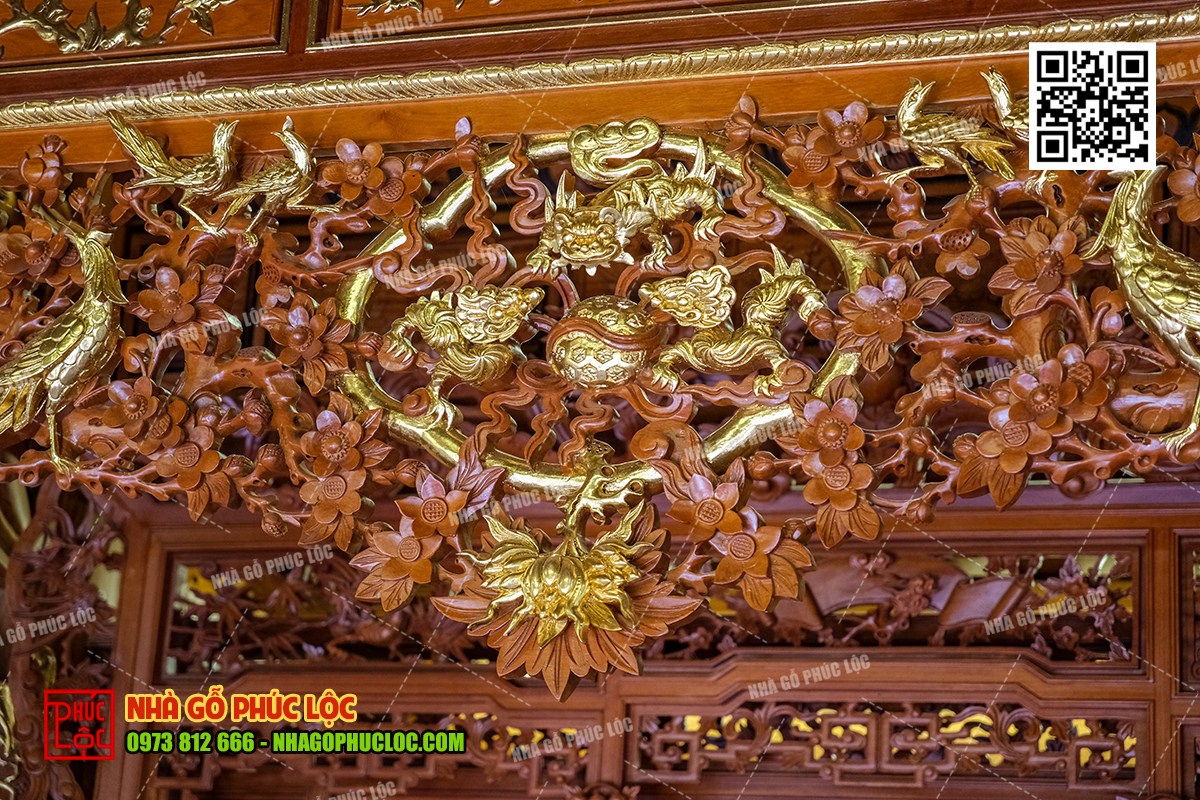 Cấu tạo và thiết kế cửa võng tứ linh trong nhà gỗ