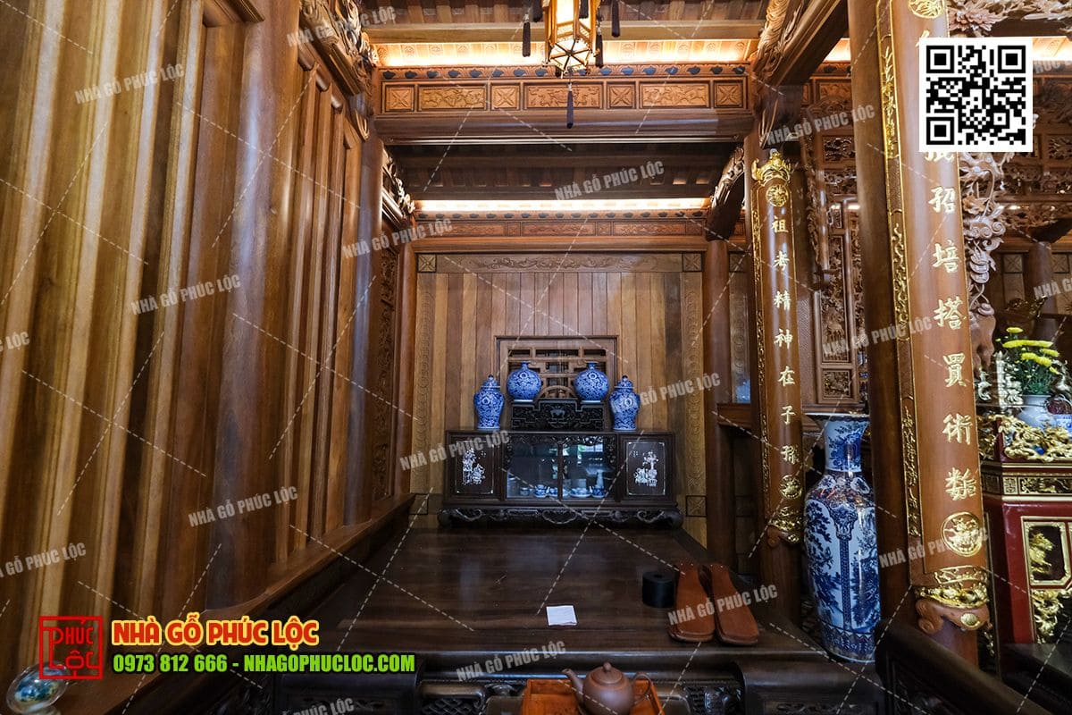 Bố trí nội thất gỗ cho gian tiếp khách