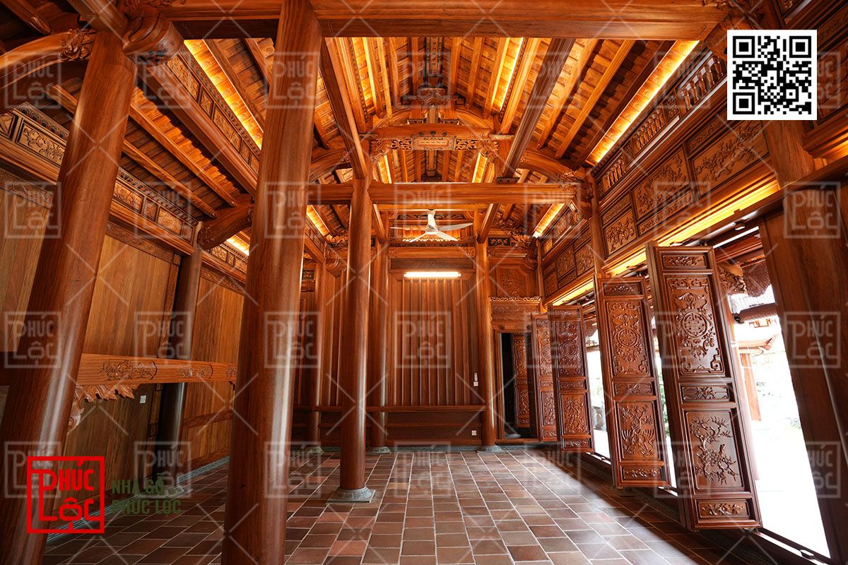 Nguyên tắc bố trí nội thất trong nhà gỗ 5 gian thông hiên